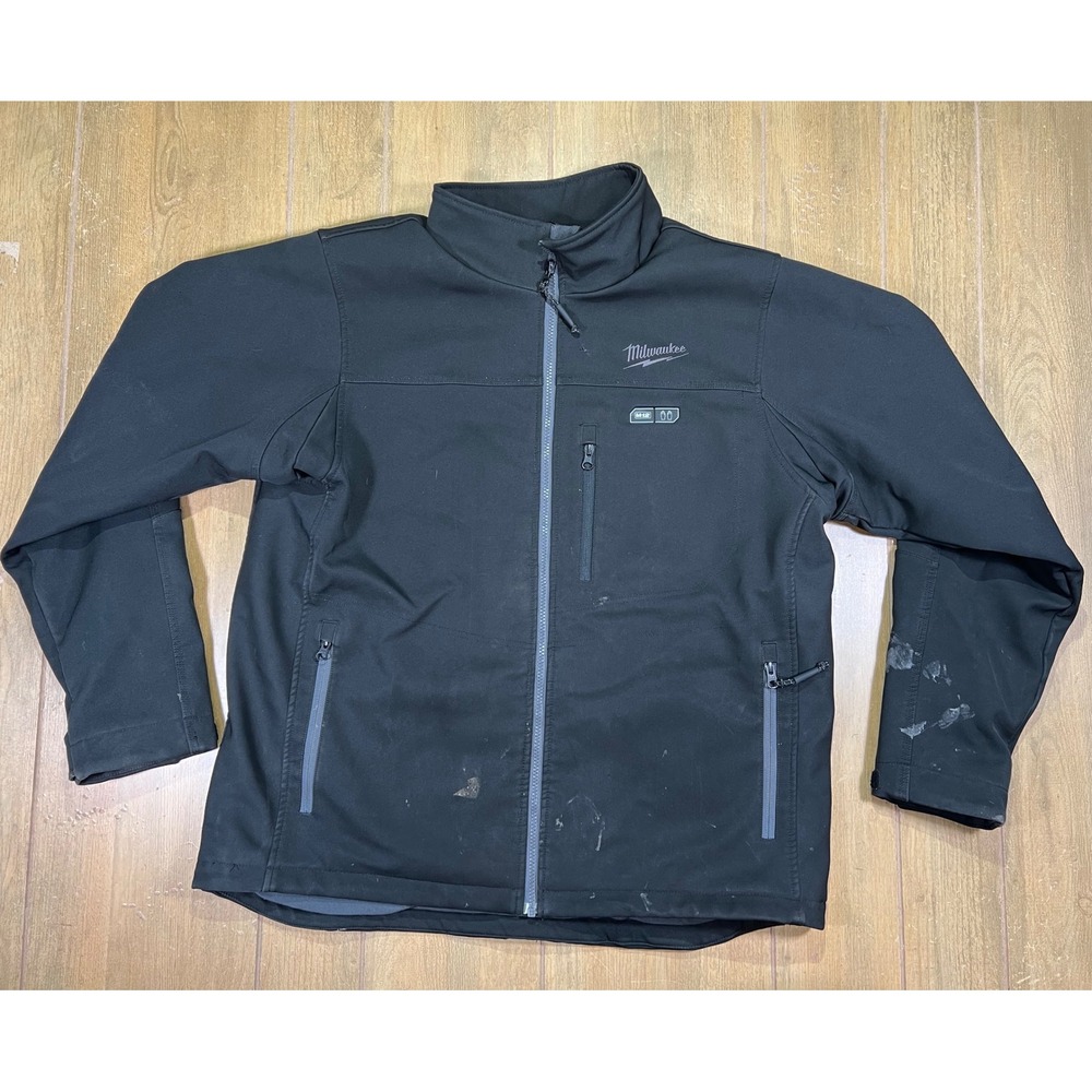 Milwaukee M12 Heated Softshell Jacket Black Full Zip Workwear Coat Mens XL